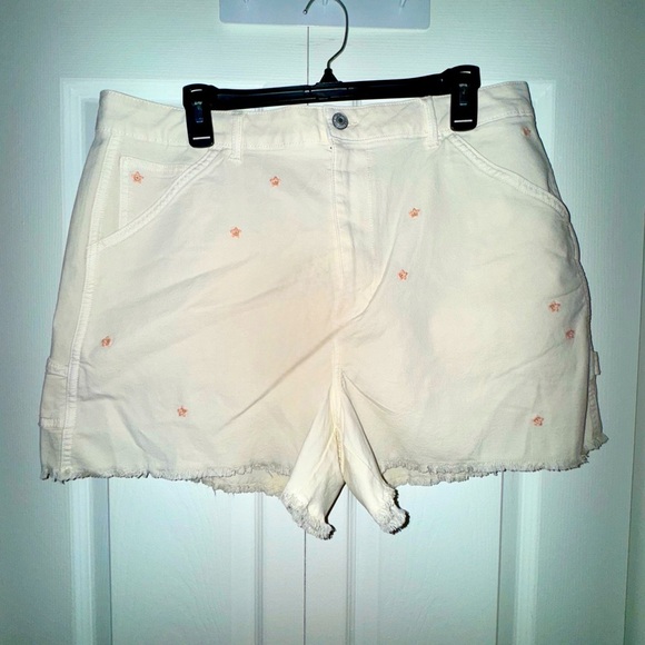 American Eagle Highest Rise 90s Boyfriend Shorts w embroidered flowers Size 18 - Picture 3 of 13